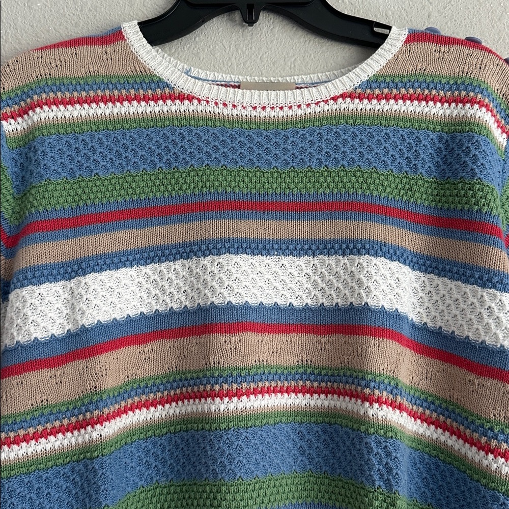 Teddy strip sweater knit top medium - Picture 2 of 6